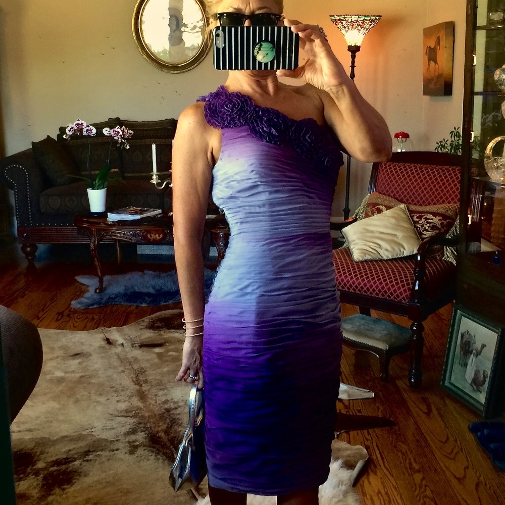 ADRIANNA PAPELL Sexy One Shoulder Formal Dress S6